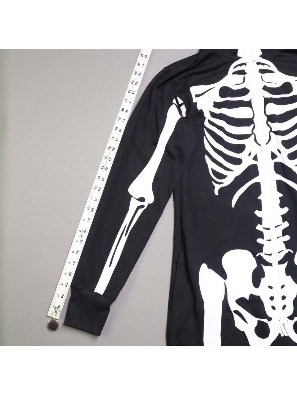Tipsy Elves Skeleton Jumpsuit Onesie Costume Full Zip Hood Halloween - Picture 3 of 13